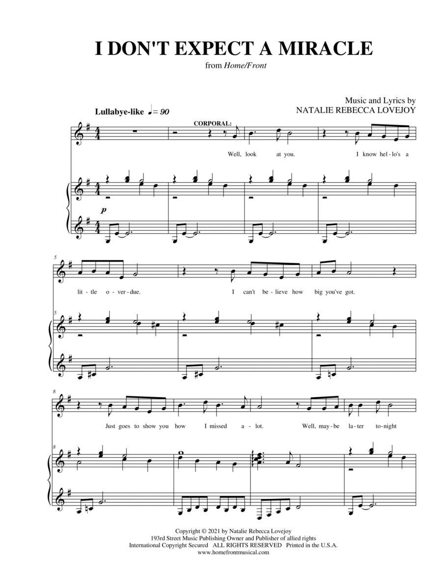 I Don't Expect a Miracle Tenor Voice scores gallery preview page 1