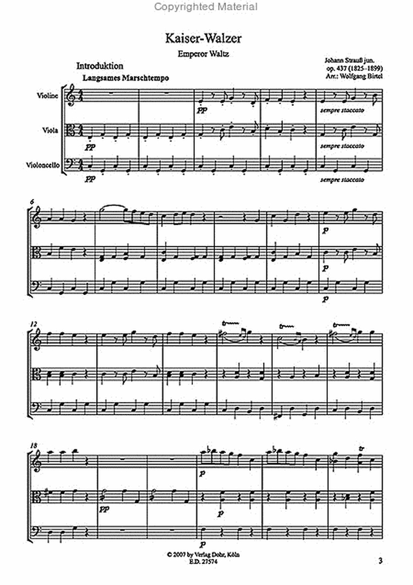 Kaiser-Walzer op. 437 (für Streichtrio)