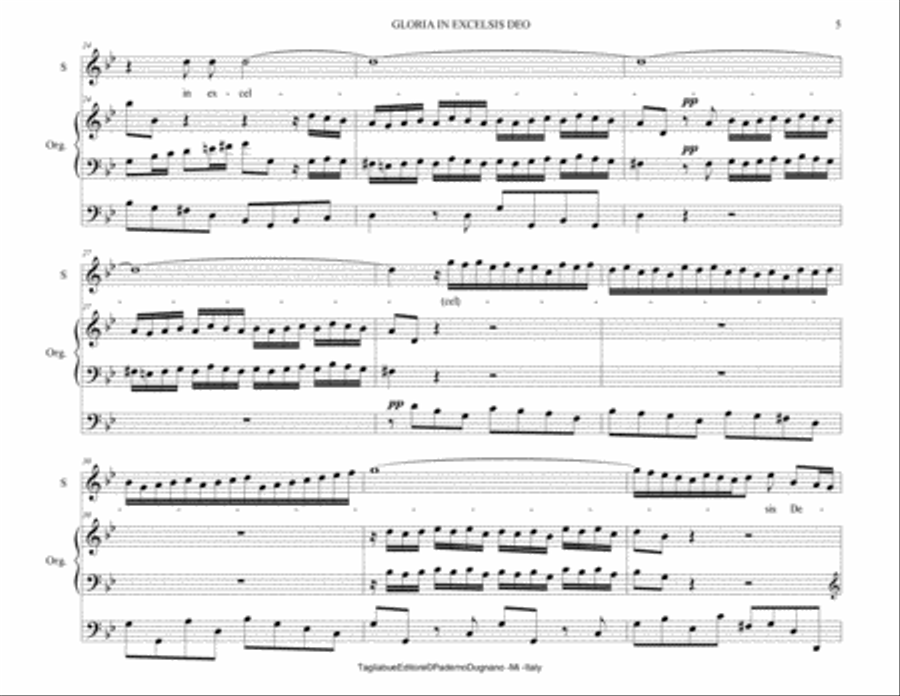 GLORIA IN EXCELSIS DEO - Handel - Arr. for Soprano and Organ 3 staff Soprano Voice scores gallery preview page 5