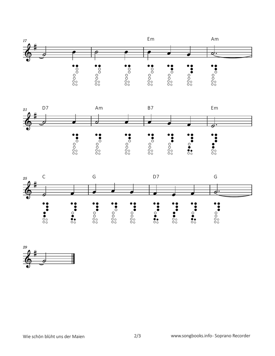 Wie schön blüht uns der Maien Soprano Recorder scores gallery preview page 2