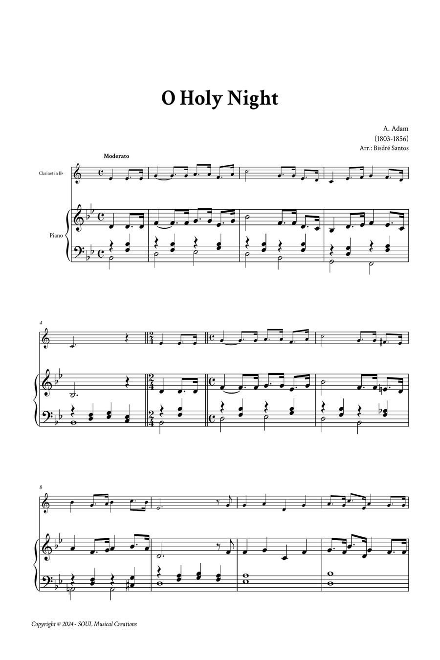 O Holy Night B-Flat Clarinet scores gallery preview page 2