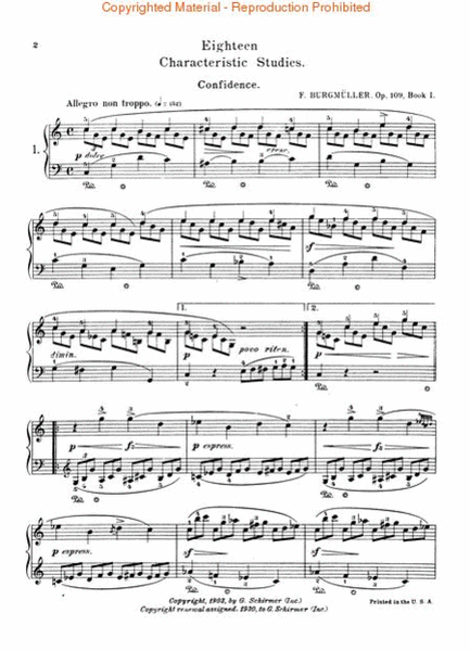 18 Characteristic Studies, Op. 109 by Johann Friedrich Burgmuller Piano Method - Sheet Music