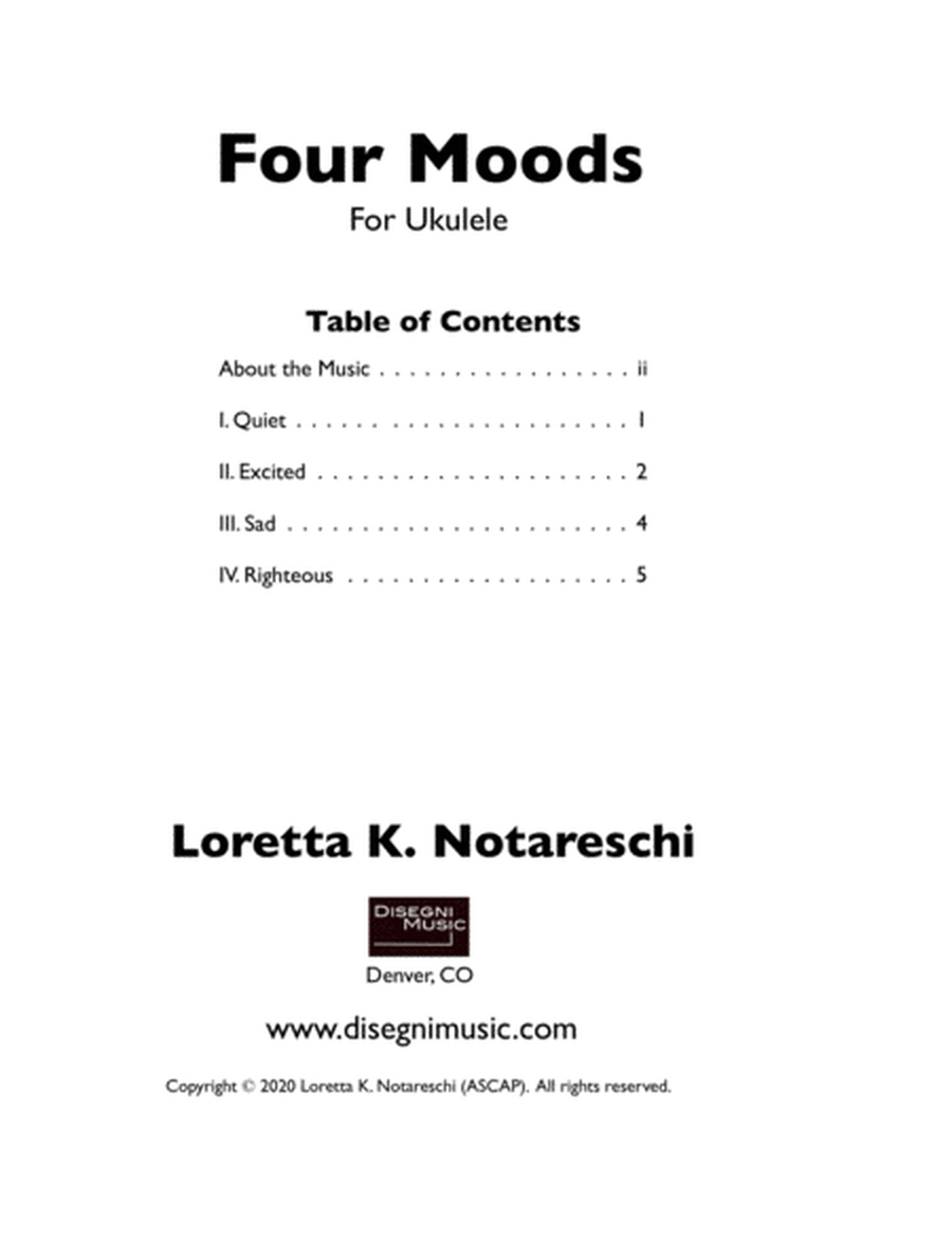 Four Moods for Soprano, Concert, or Tenor Ukulele