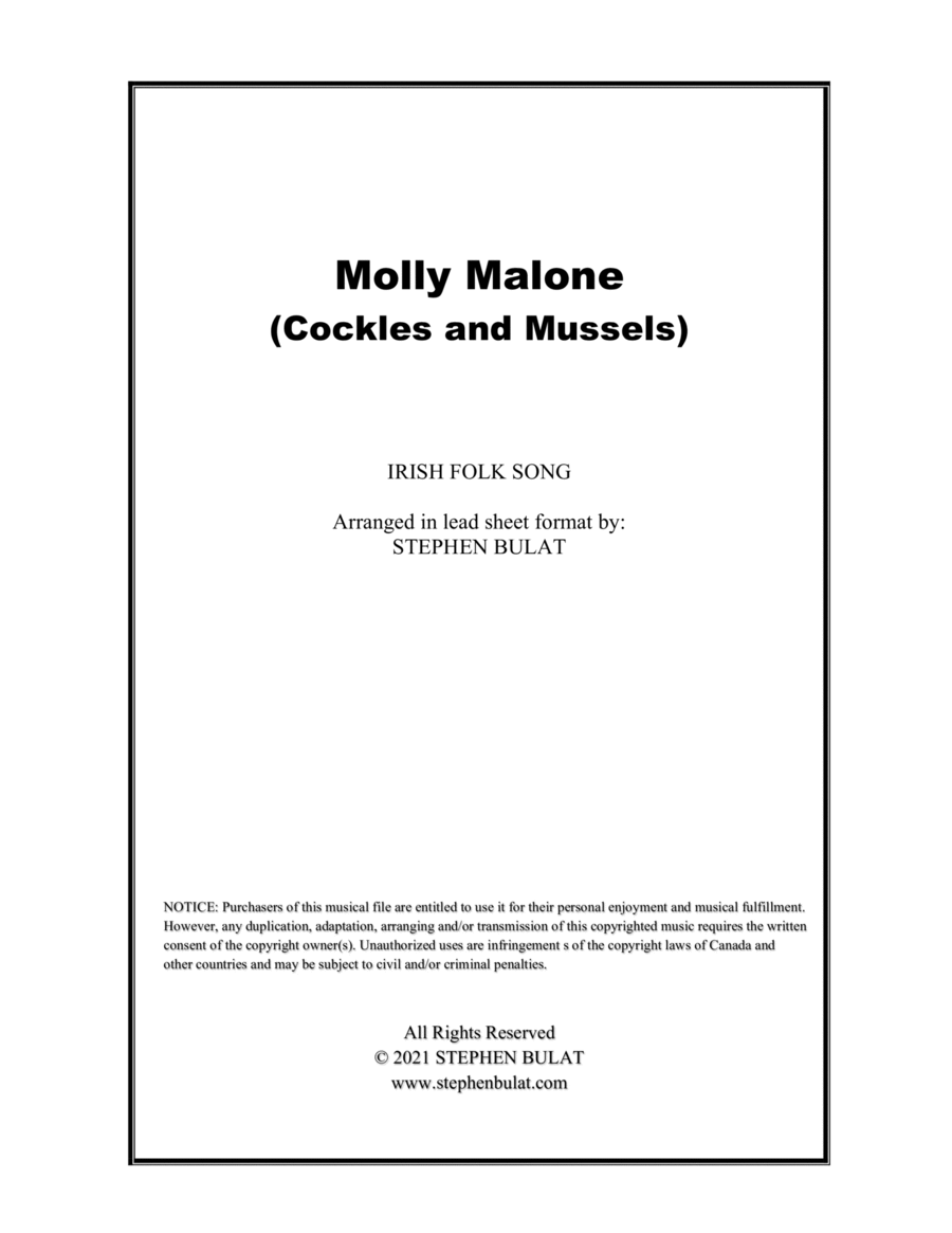 Book cover for Molly Malone (Cockles and Mussels) - Lead sheet (key of Ab)