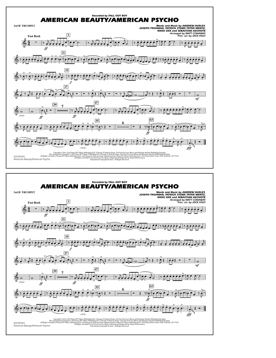 American Beauty/American Psycho - 3rd Bb Trumpet Marching Band scores gallery preview page 1
