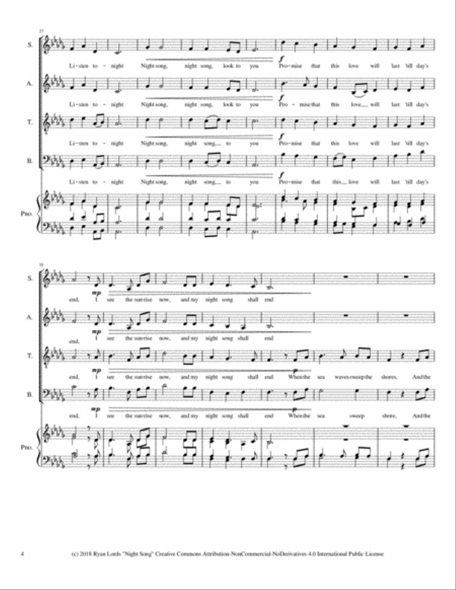 Night Song Night Song 4-Part scores gallery preview page 4