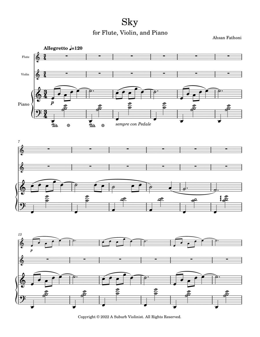 Sky - A Little Piece for Flute, Violin, and Piano