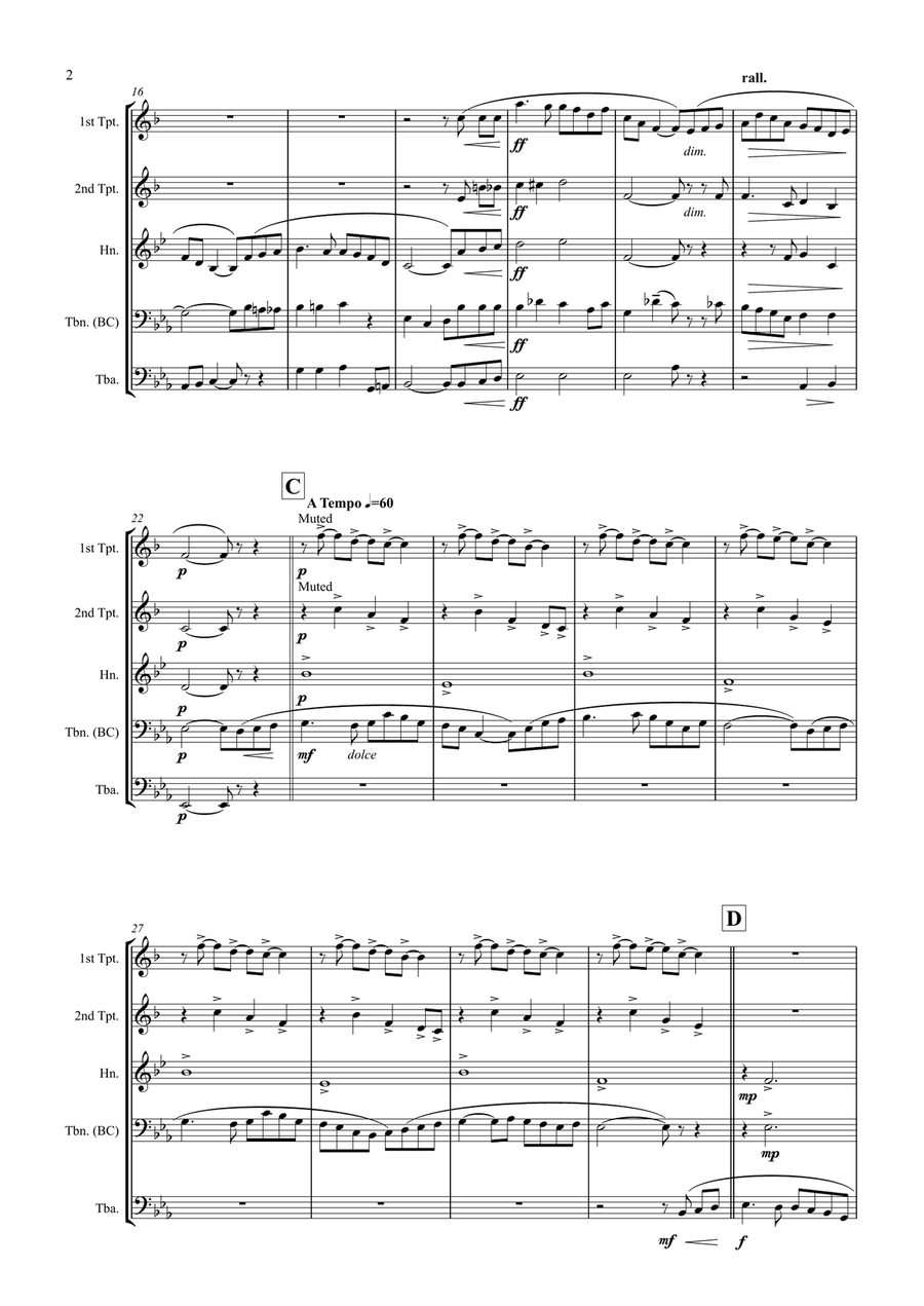 The Londonderry Air (Danny Boy) Brass Quintet scores gallery preview page 2