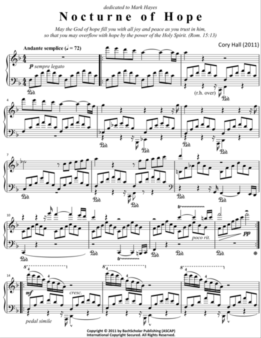 Nocturne of Hope Piano Solo scores gallery preview page 1