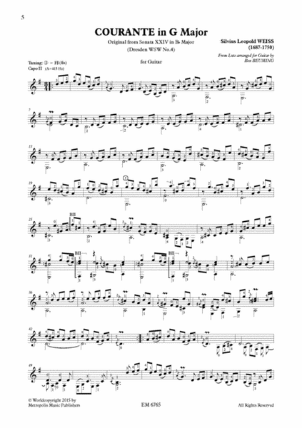 Sonata XXIV (Dresden nr.4) for Solo Guitar