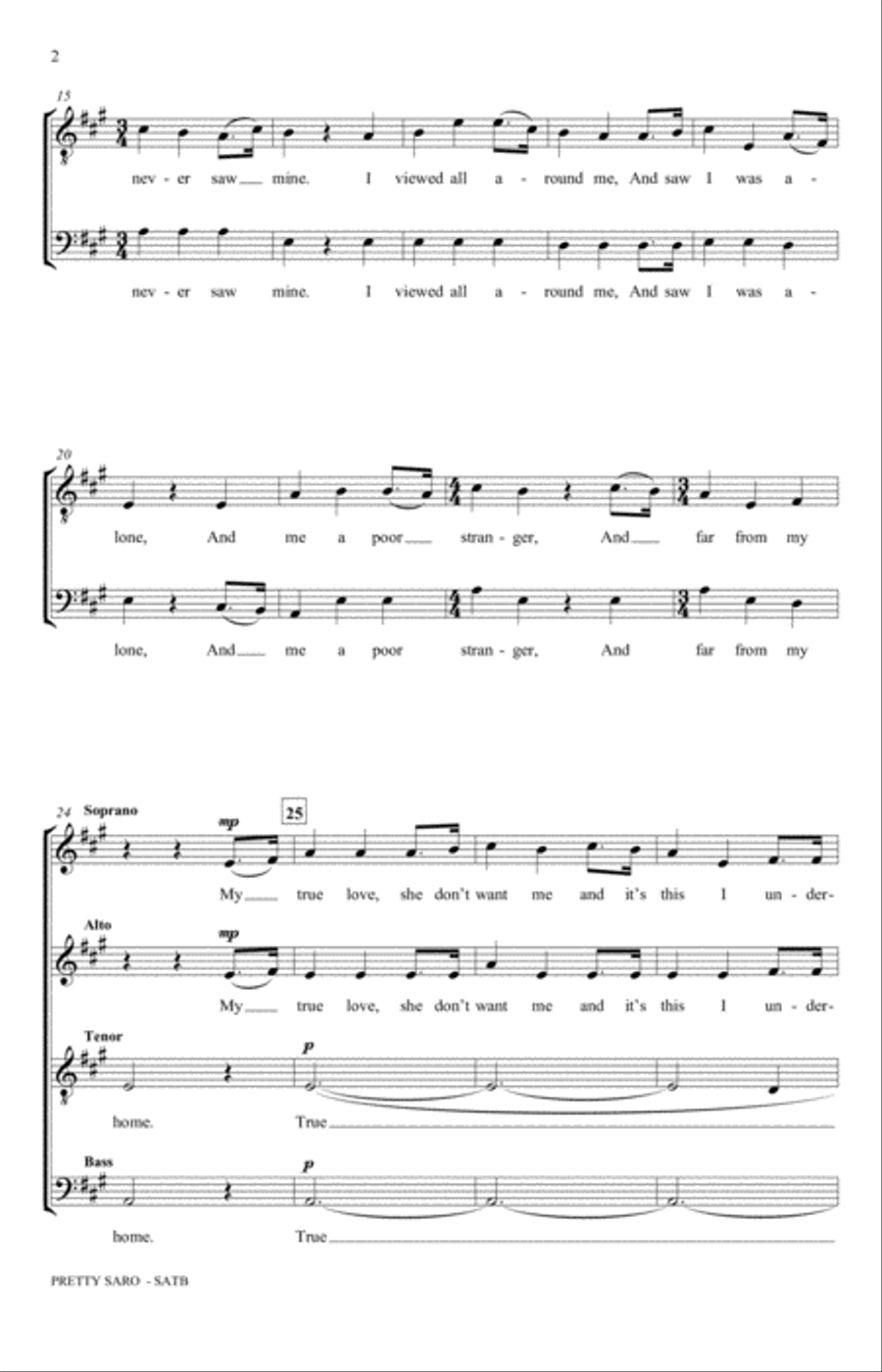 Pretty Saro (No. 2 from Appalachian Stories) 4-Part scores gallery preview page 2