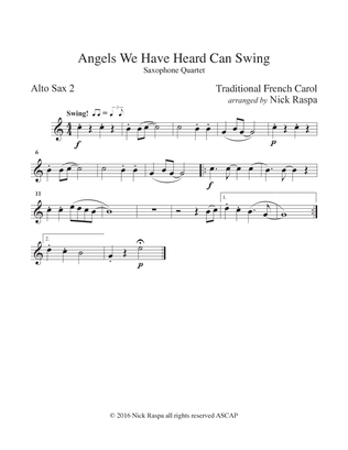 Book cover for Angels We Have Heard Can Swing (easy sax quartet AATB) Alto Sax 2 part