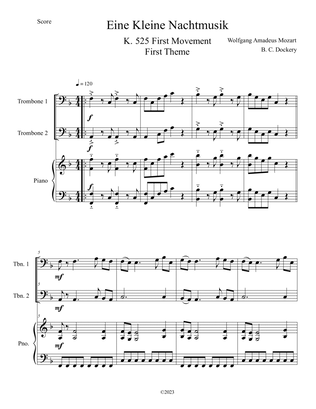 Eine Kleine Nachtmusik (A Little Night Music) for Trombone Duet with Piano Accompaniment