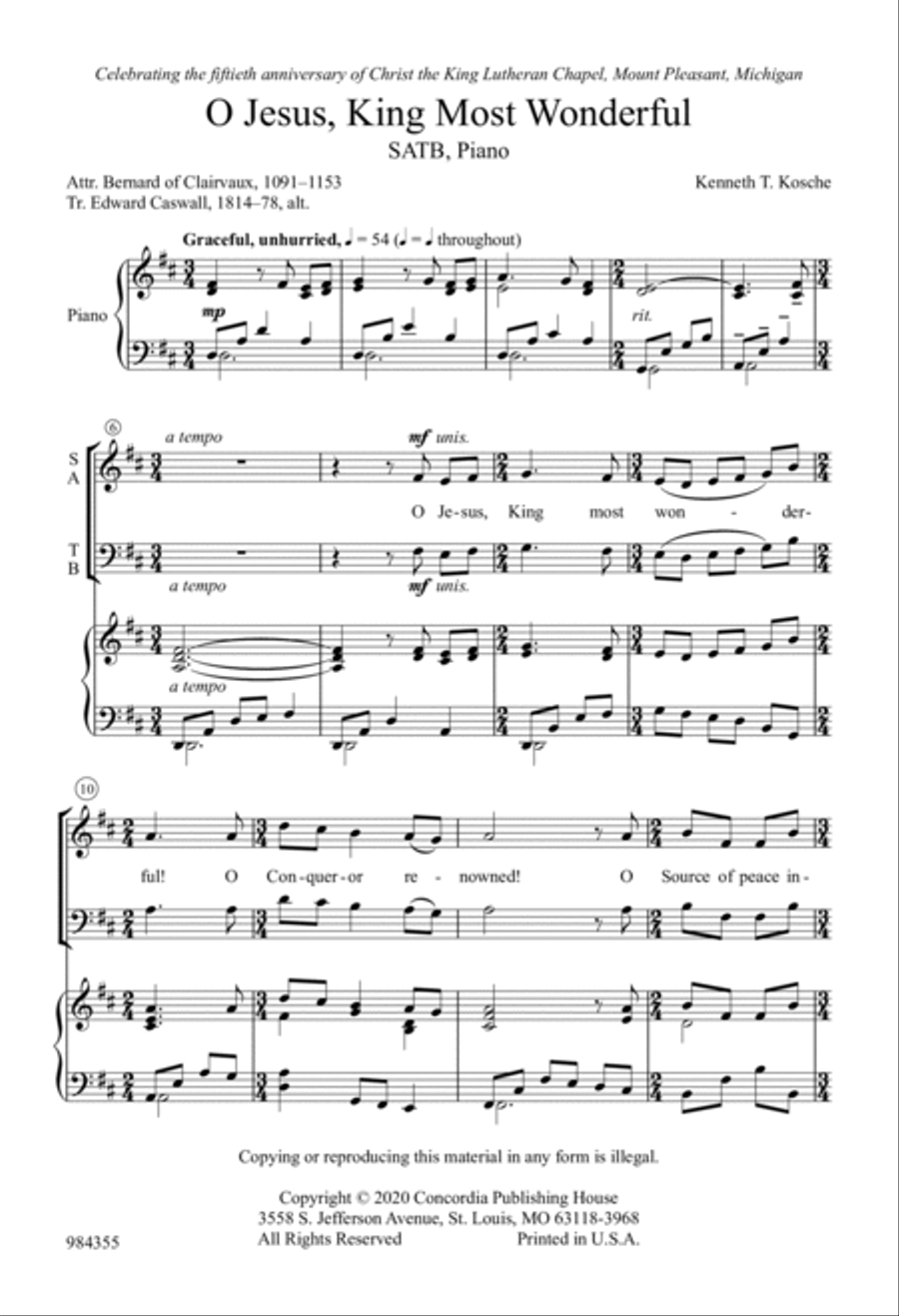 O Jesus, King Most Wonderful 4-Part scores gallery preview page 2