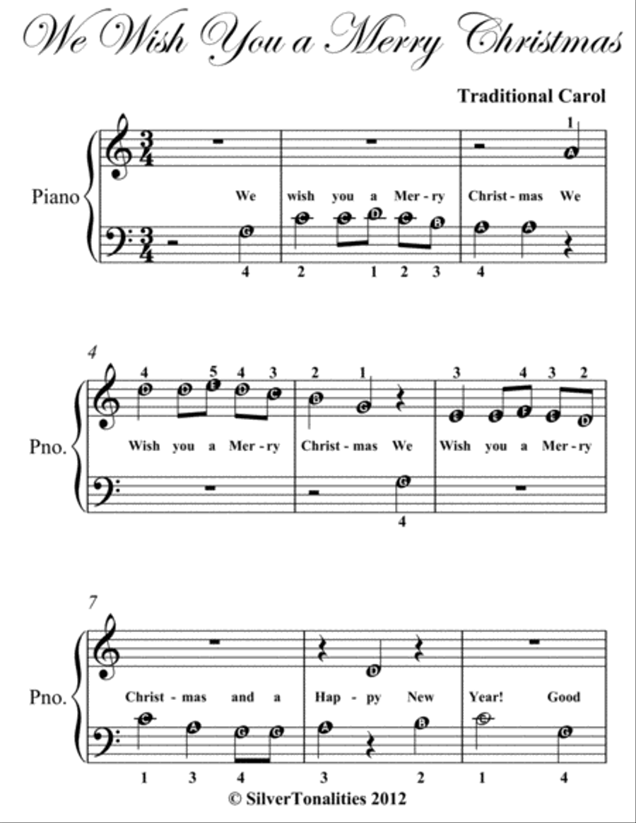 We Wish You a Merry Christmas Elementary Beginner Piano Sheet Music Easy Piano scores gallery preview page 2
