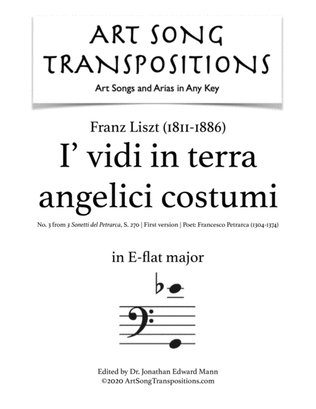 Book cover for LISZT: I' vidi in terra, S. 270 (first version, transposed to E-flat major, bass clef)