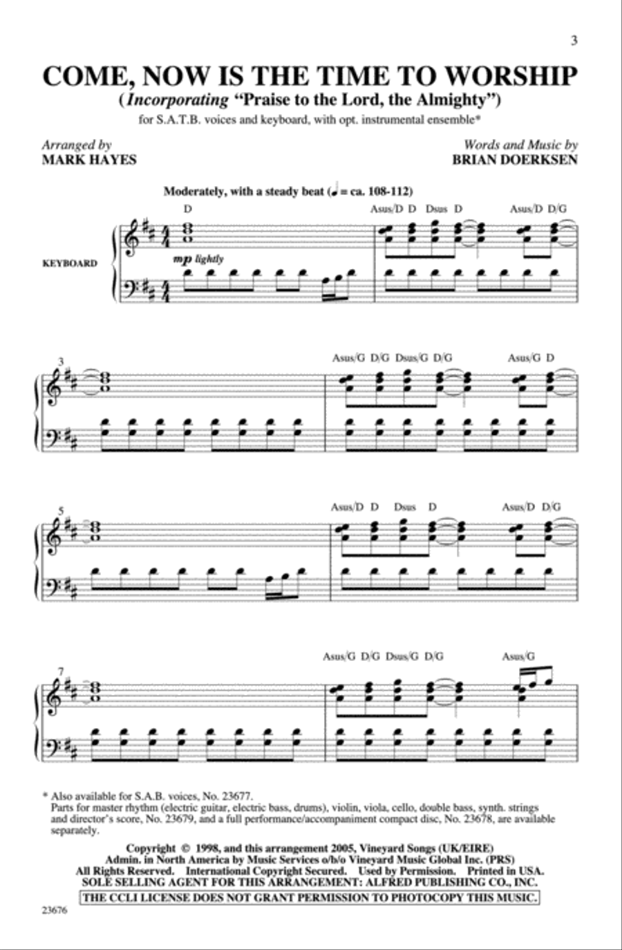 Come, Now Is the Time to Worship 4-Part scores gallery preview page 2