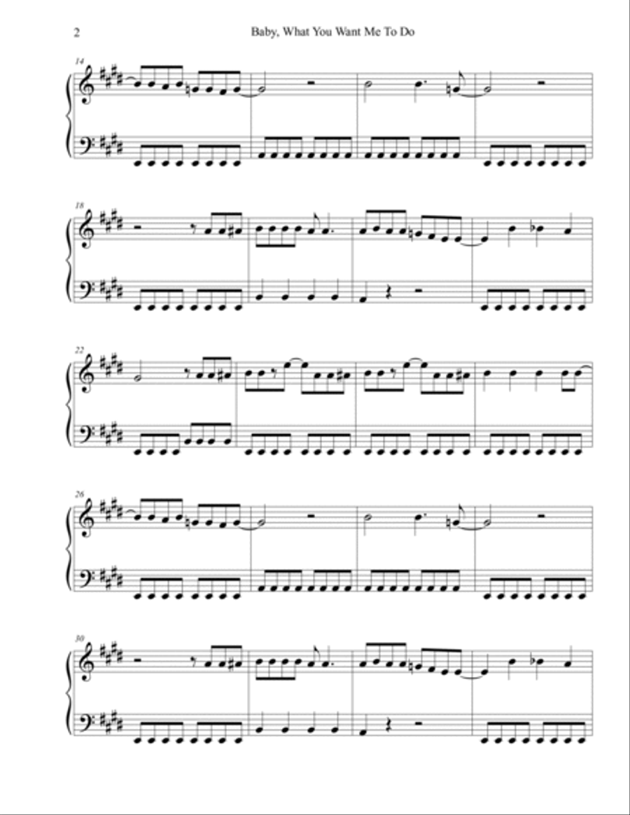Baby, What You Want Me To Do Easy Piano scores gallery preview page 2