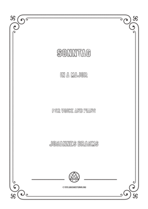 Book cover for Brahms-Sonntag in A Major,for voice and piano