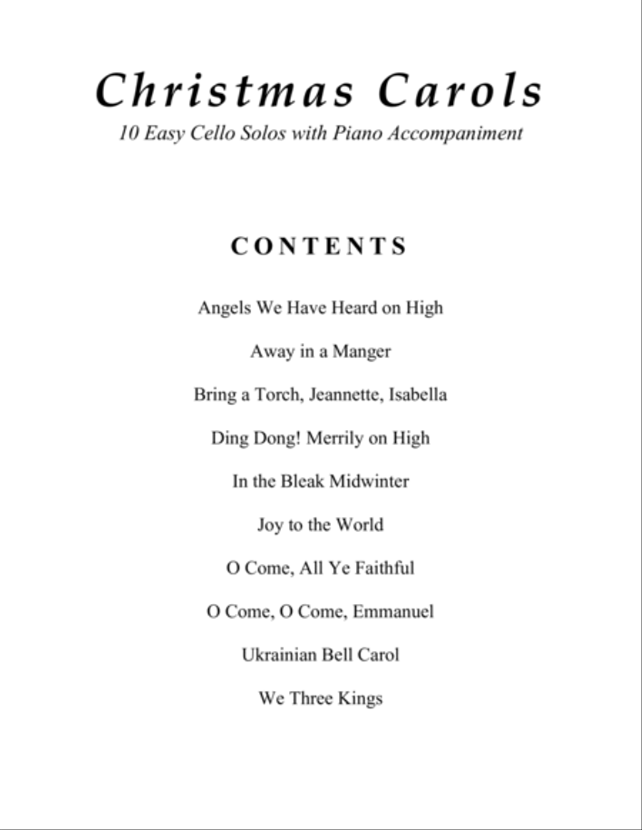 Christmas Carols (A Collection of 10 Easy Cello Solos with Piano Accompaniment) Piano scores gallery preview page 4