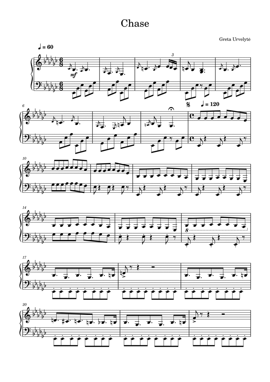 Chase Chase Piano Solo scores gallery preview page 1