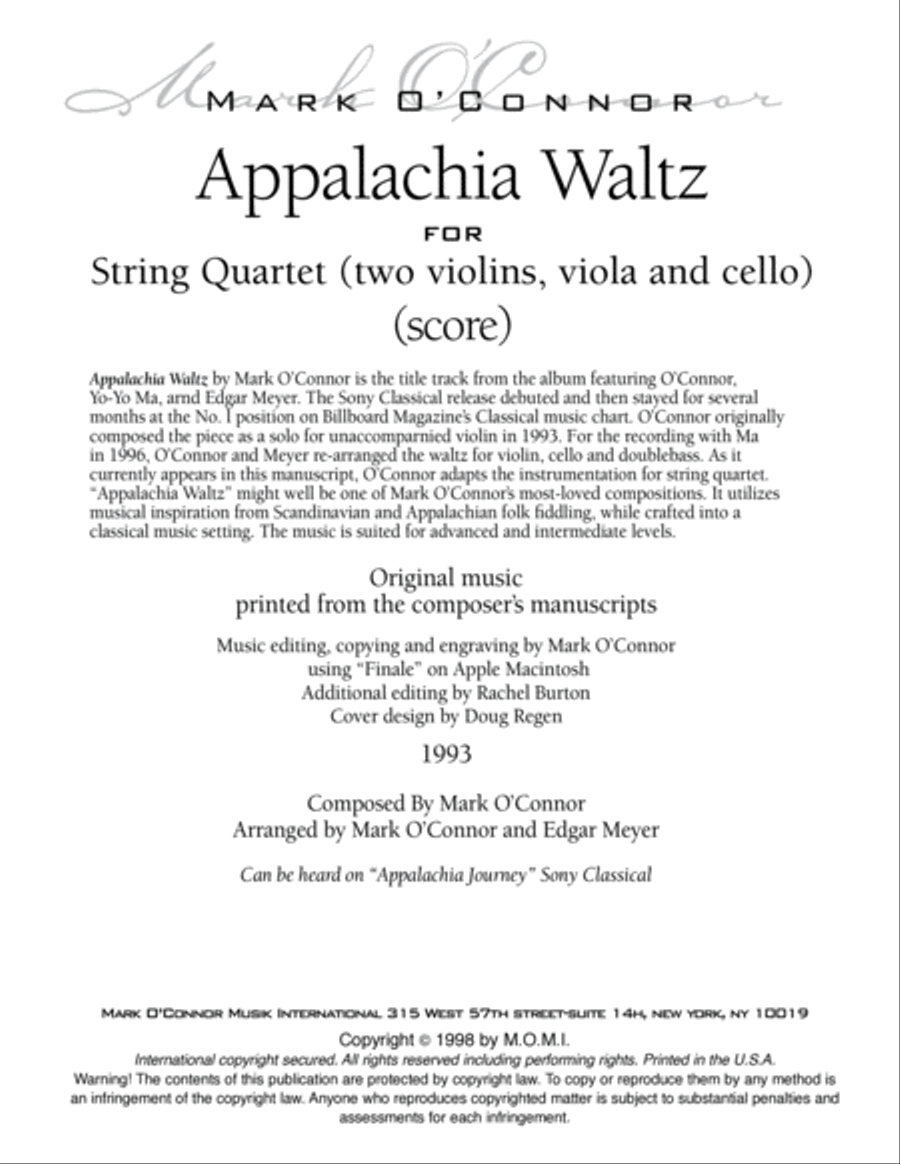 Appalachia Waltz (score - string quartet) String Quartet scores gallery preview page 3