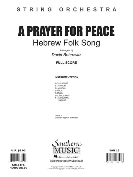 A Prayer for Peace: Hebrew Folk Songs