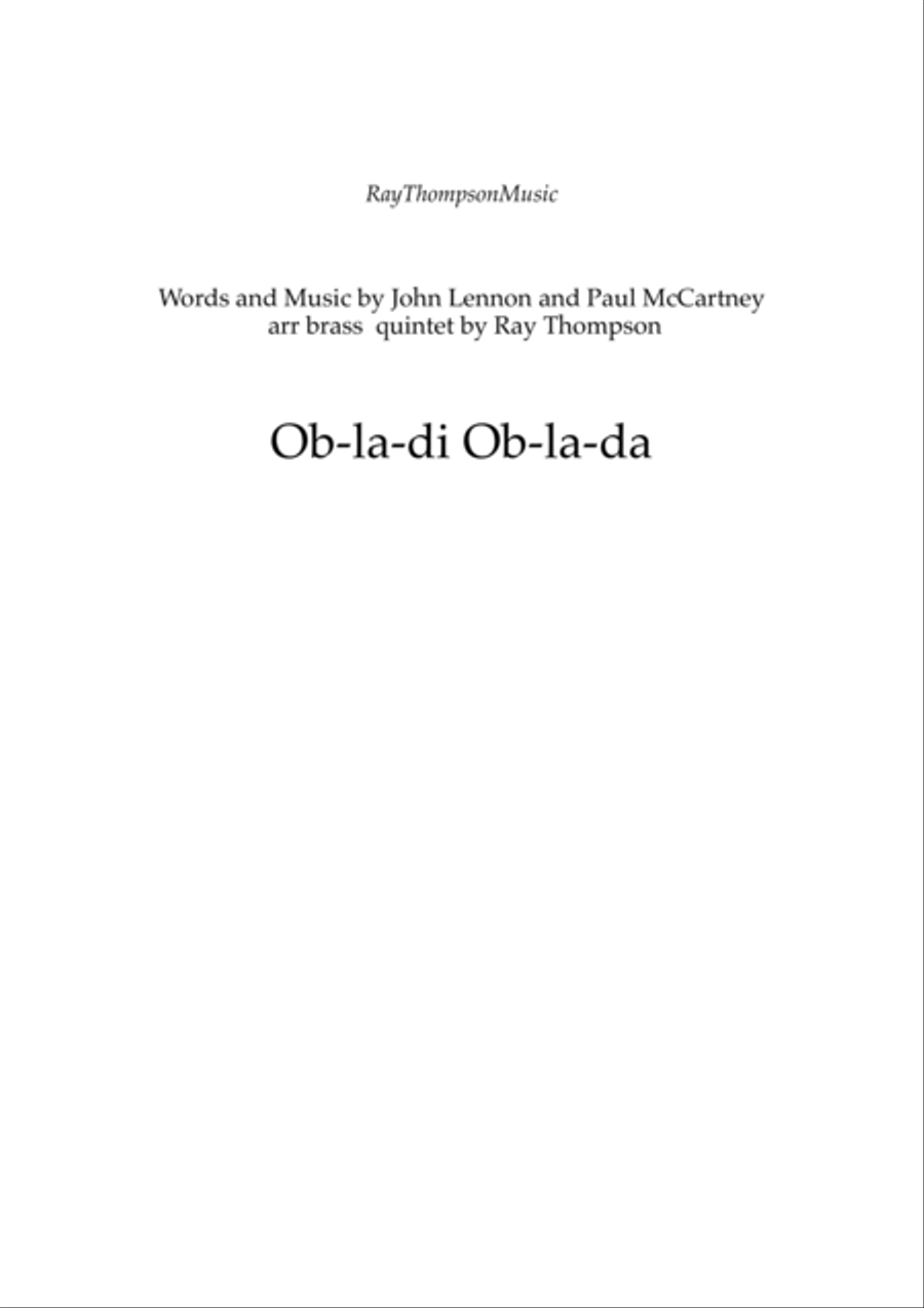 Ob-la-di, Ob-la-da Ob-la-di, Ob-la-da Brass Quintet scores gallery preview page 2