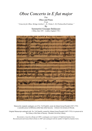 Book cover for Sammartini - Concerto in E flat major CSSgb4 for Oboe and Piano