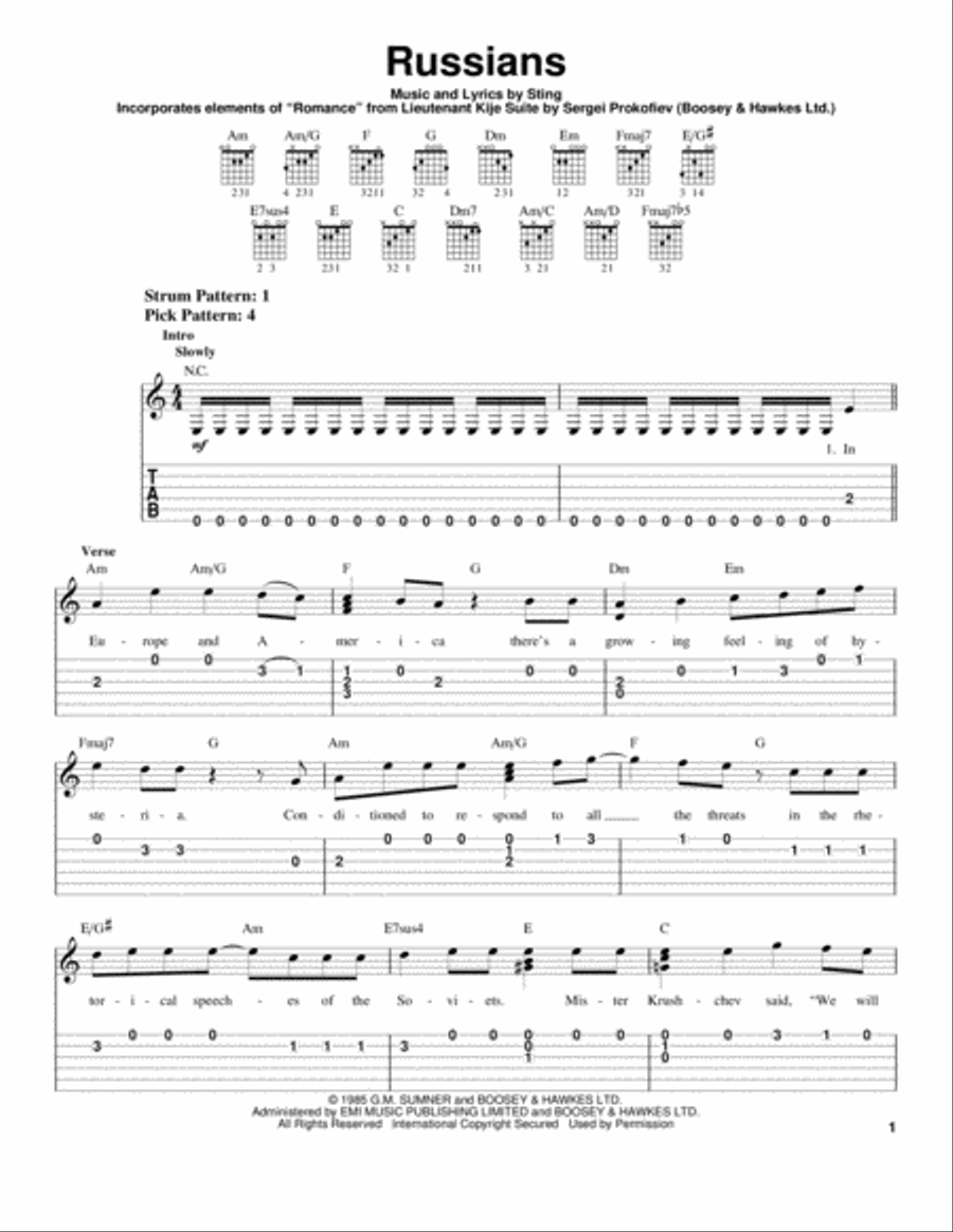 Russians Acoustic Guitar scores gallery preview page 1