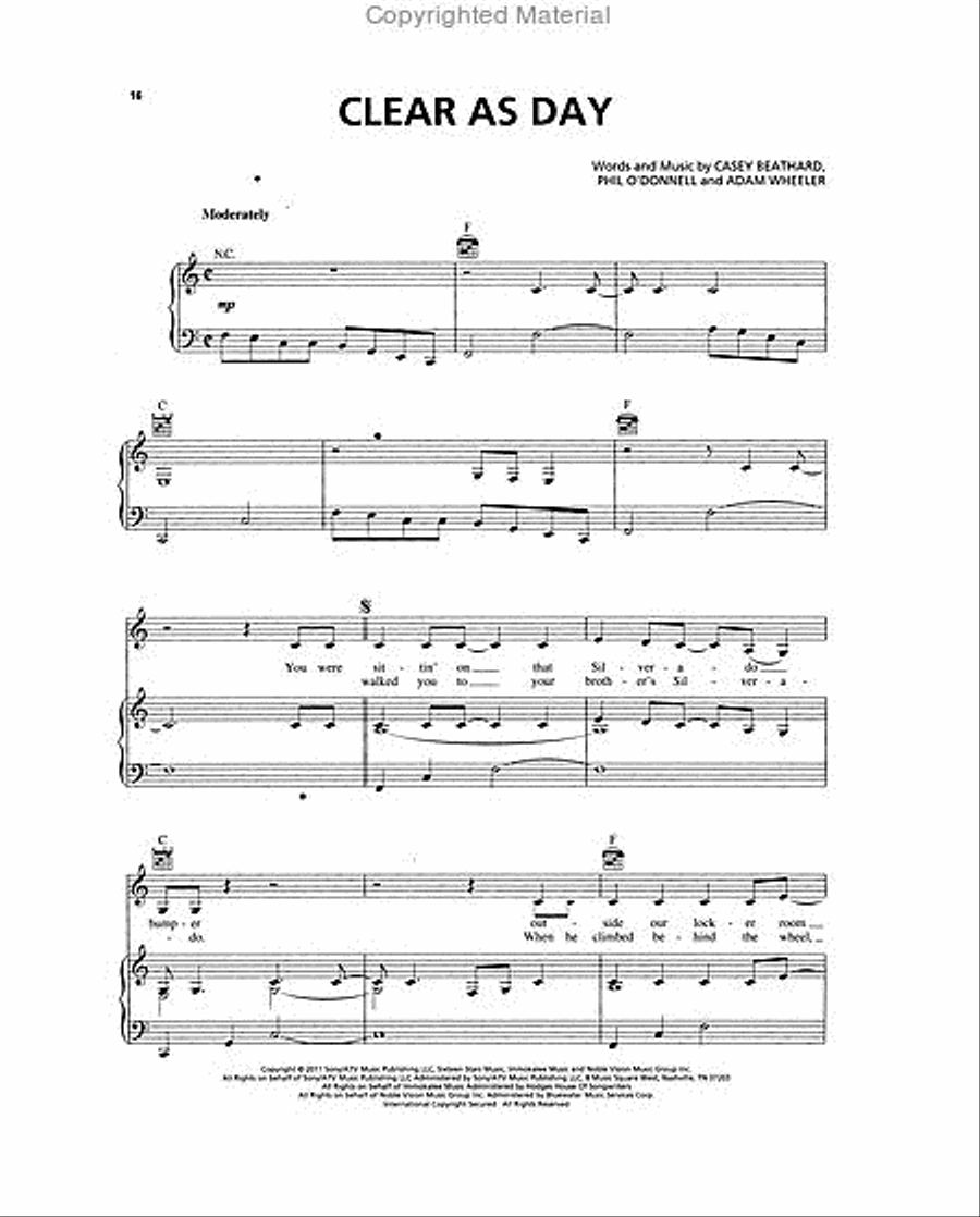Scotty McCreery - Clear as Day Piano, Vocal, Guitar scores gallery preview page 4