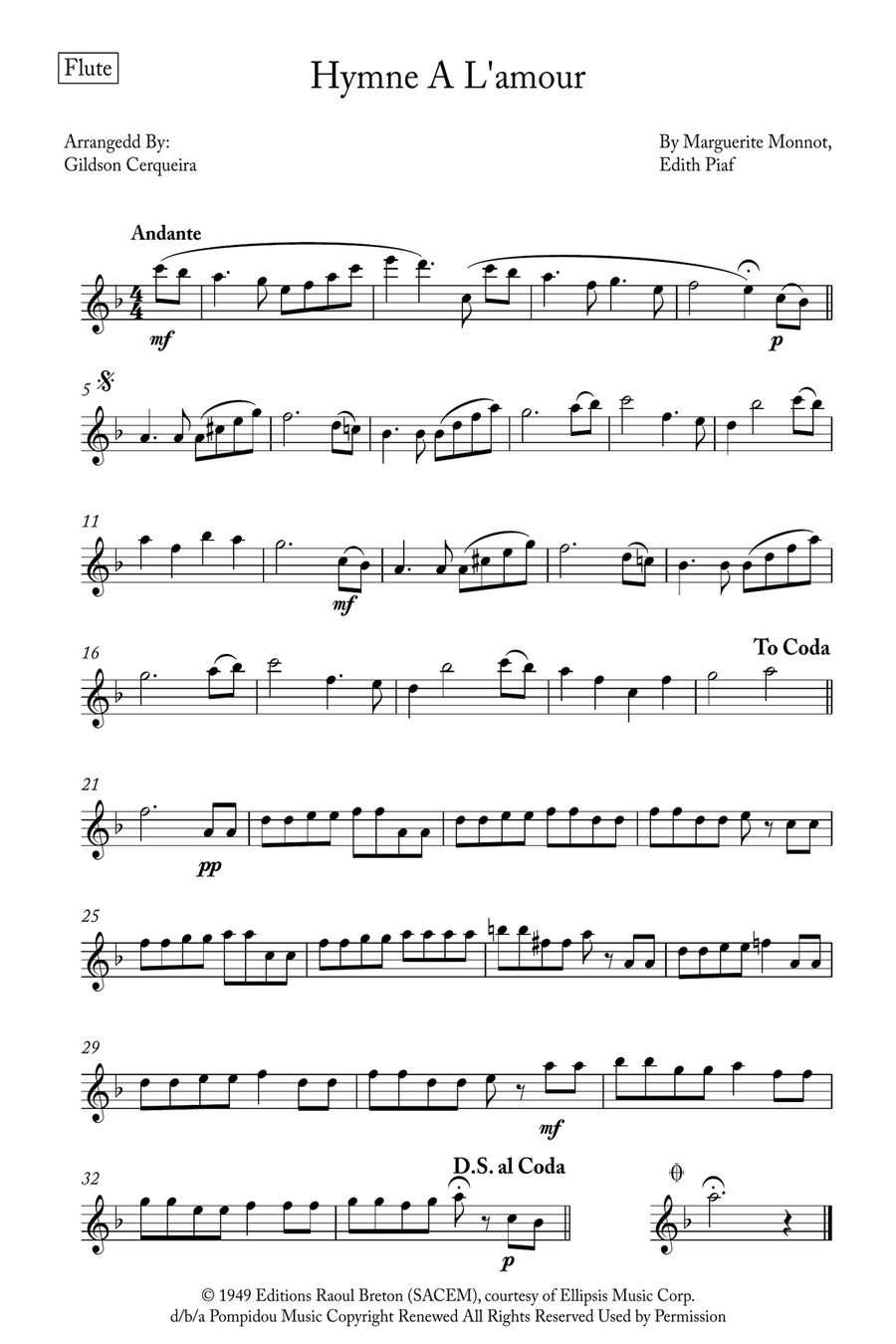 Hymne A L'amour Woodwind Quintet scores gallery preview page 6