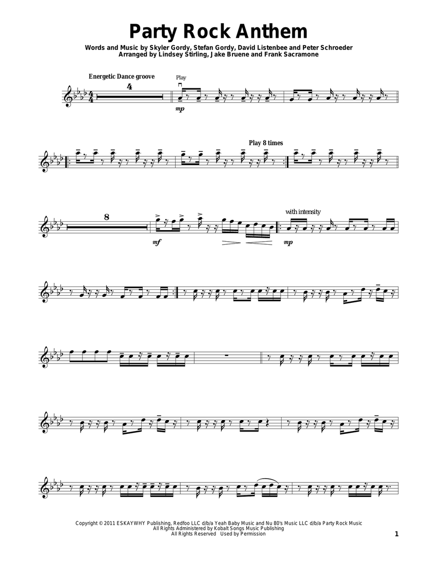 Party Rock Anthem Party Rock Anthem Violin Solo scores gallery preview page 1