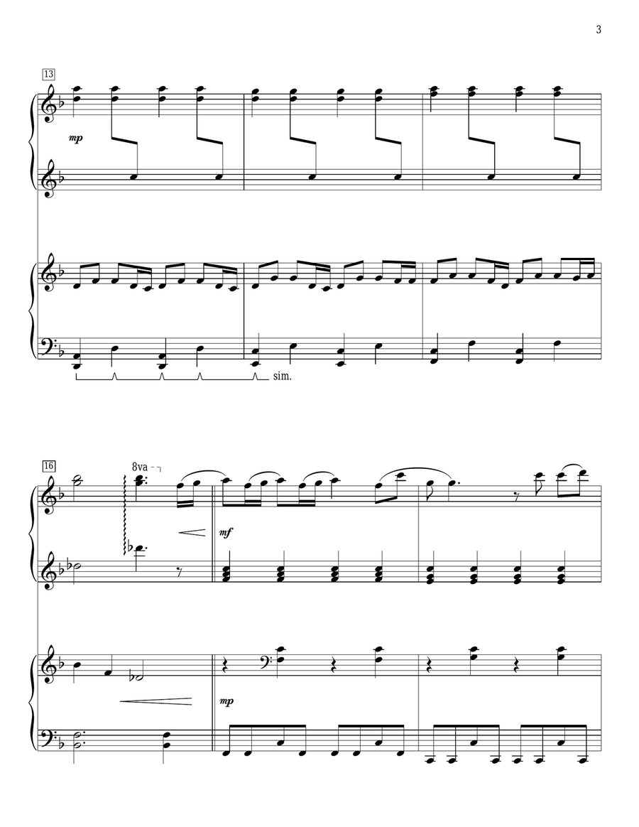 How Far I'll Go (from Moana) (arr. Jennifer and Mike Watts) 1 Piano, 4-Hands scores gallery preview page 3
