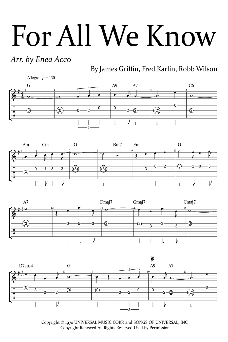 For All We Know Piano scores gallery preview page 1