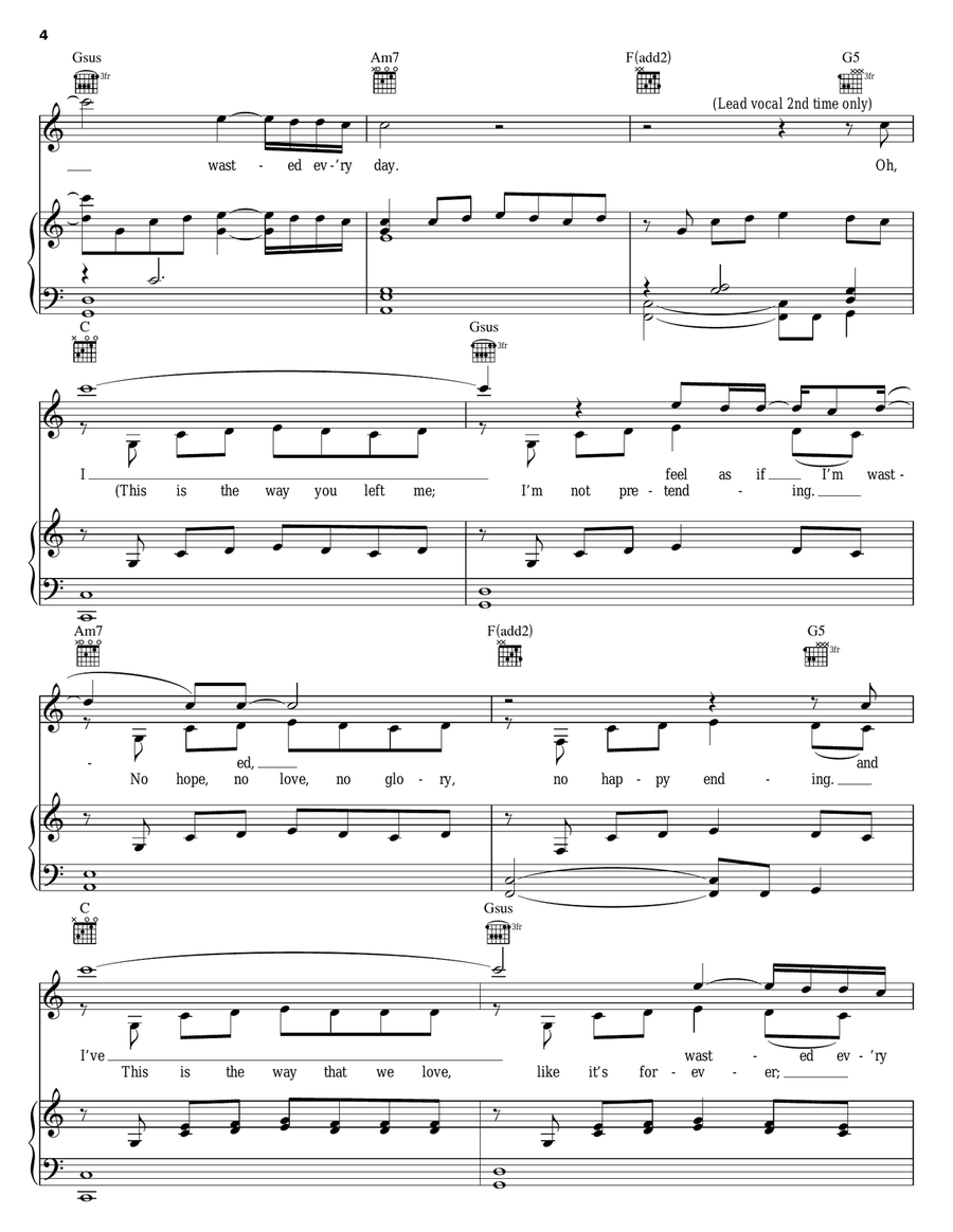 Happy Ending Piano, Vocal, Guitar scores gallery preview page 4
