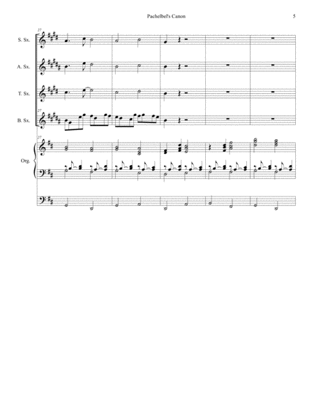Pachelbel's Canon (Wedding Arrangement for Saxophone Quartet - Organ Accompaniment) image number null