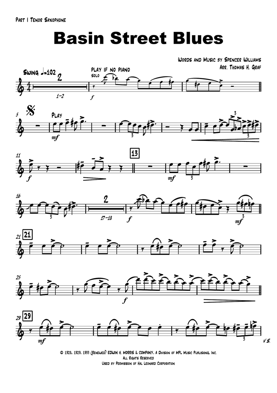 Basin Street Blues Saxophone Quartet scores gallery preview page 6