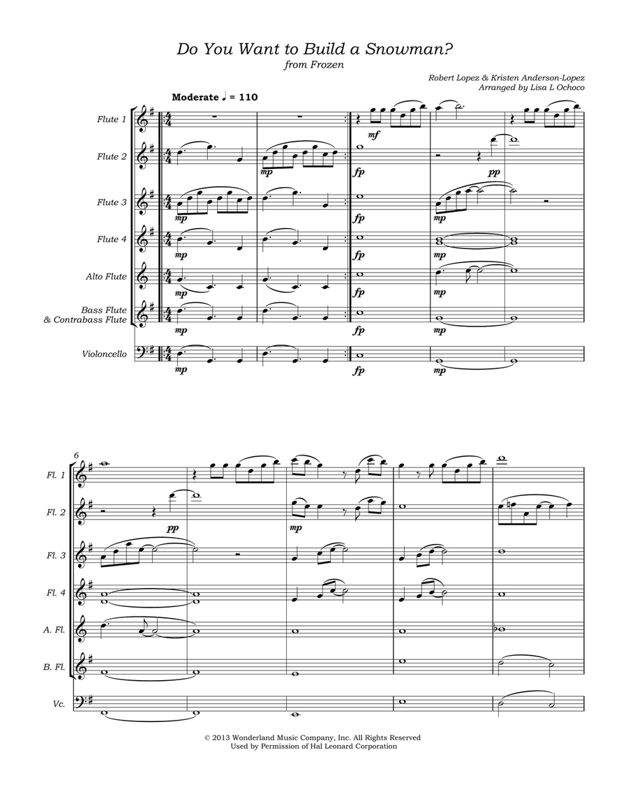 Do You Want To Build A Snowman? Flute Choir scores gallery preview page 5