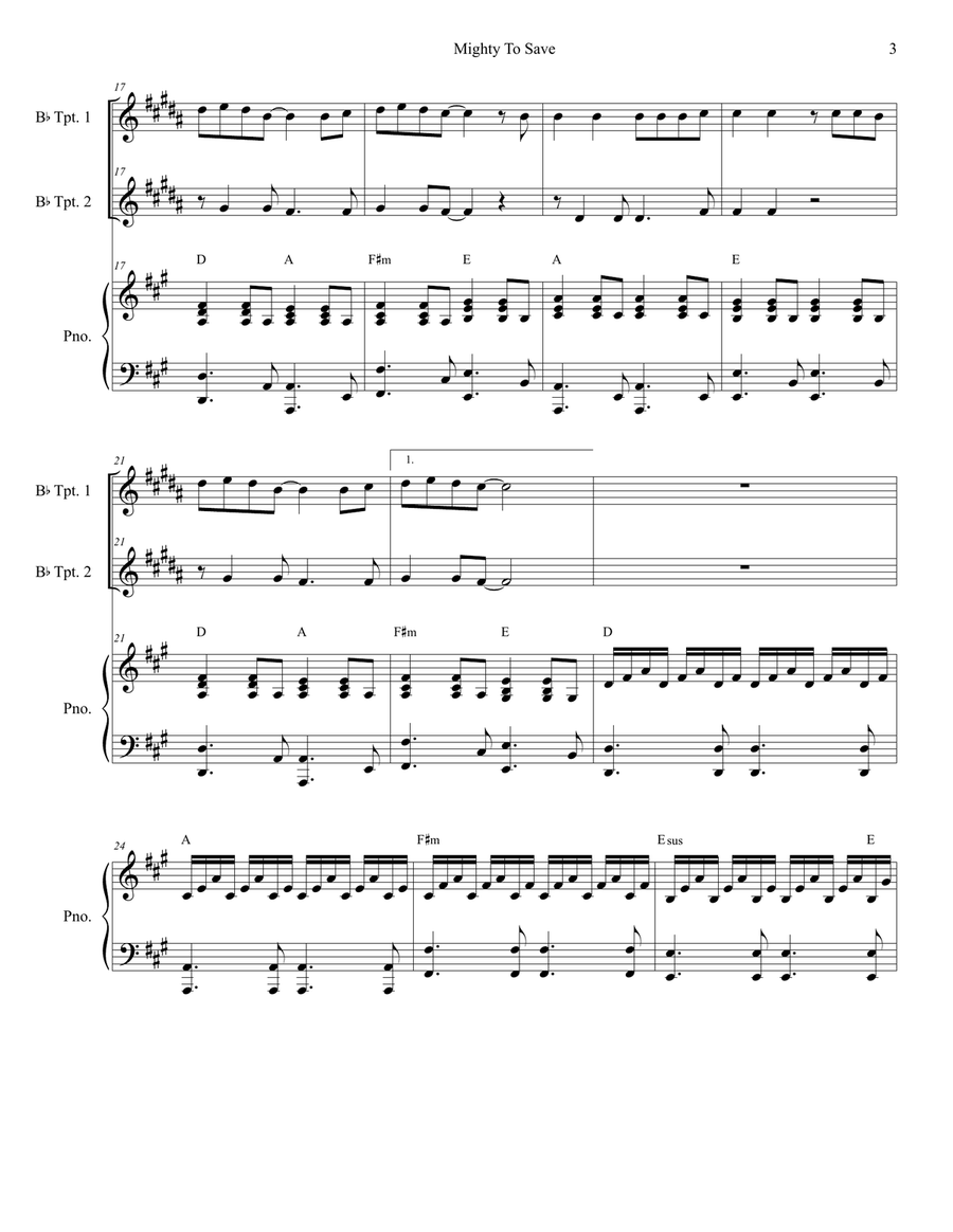 Mighty To Save Trumpet Duet scores gallery preview page 3