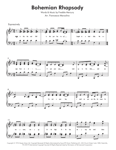 Bohemian Rhapsody (Lyrical Themes for Intermediate Piano) image number null