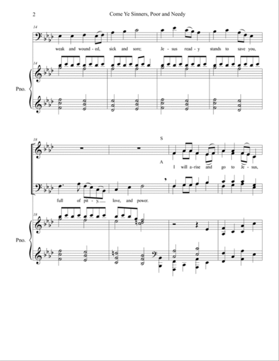 Come Ye Sinners, Poor and Needy 4-Part scores gallery preview page 4