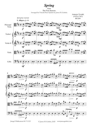 Vivaldi: Spring from the Four Seasons for Viola & String Quartet
