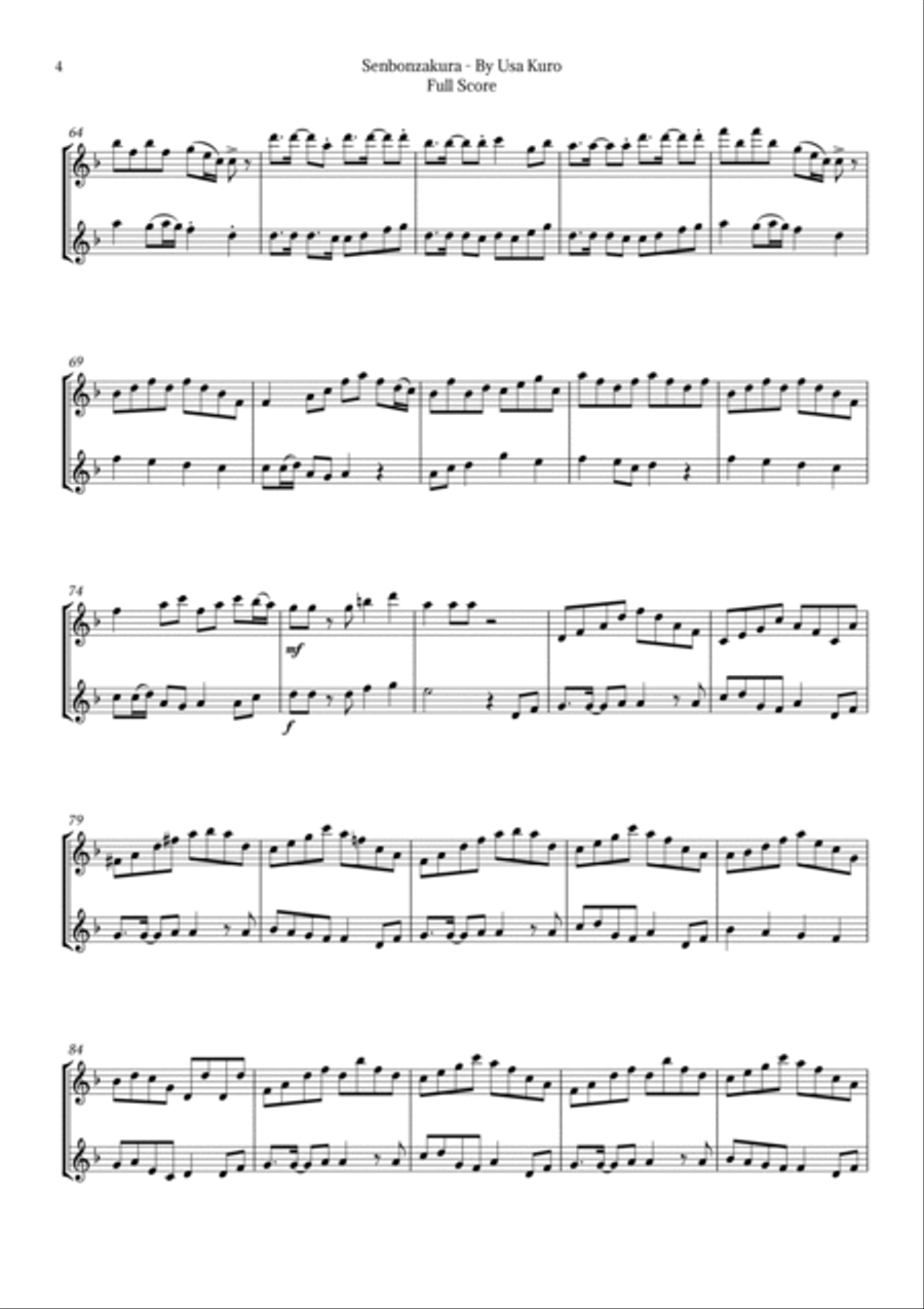 Senbonzakura Flute Duet scores gallery preview page 4