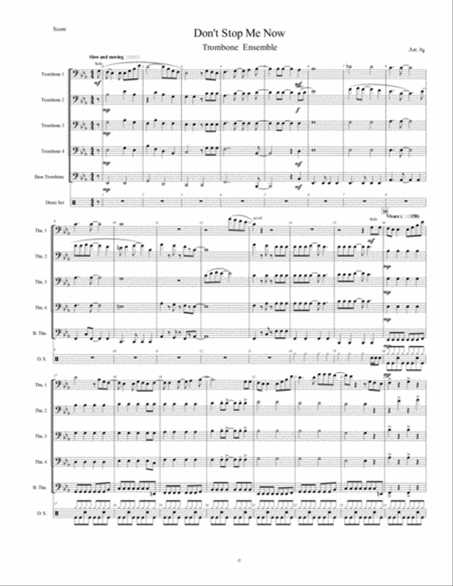 Don't Stop Me Now Don't Stop Me Now Trombone Duet scores gallery preview page 1