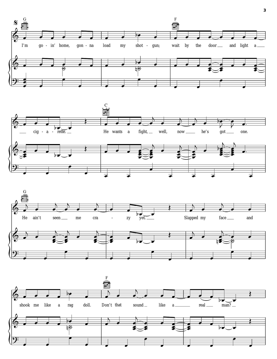 Gunpowder & Lead Piano, Vocal, Guitar scores gallery preview page 3