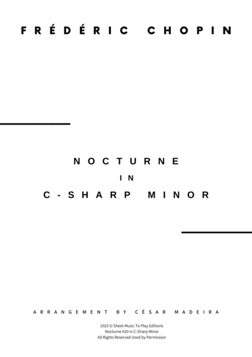 Nocturne No.20 in C Sharp minor - Clarinet Solo, Strings and Piano (Full Score and Parts) image number null
