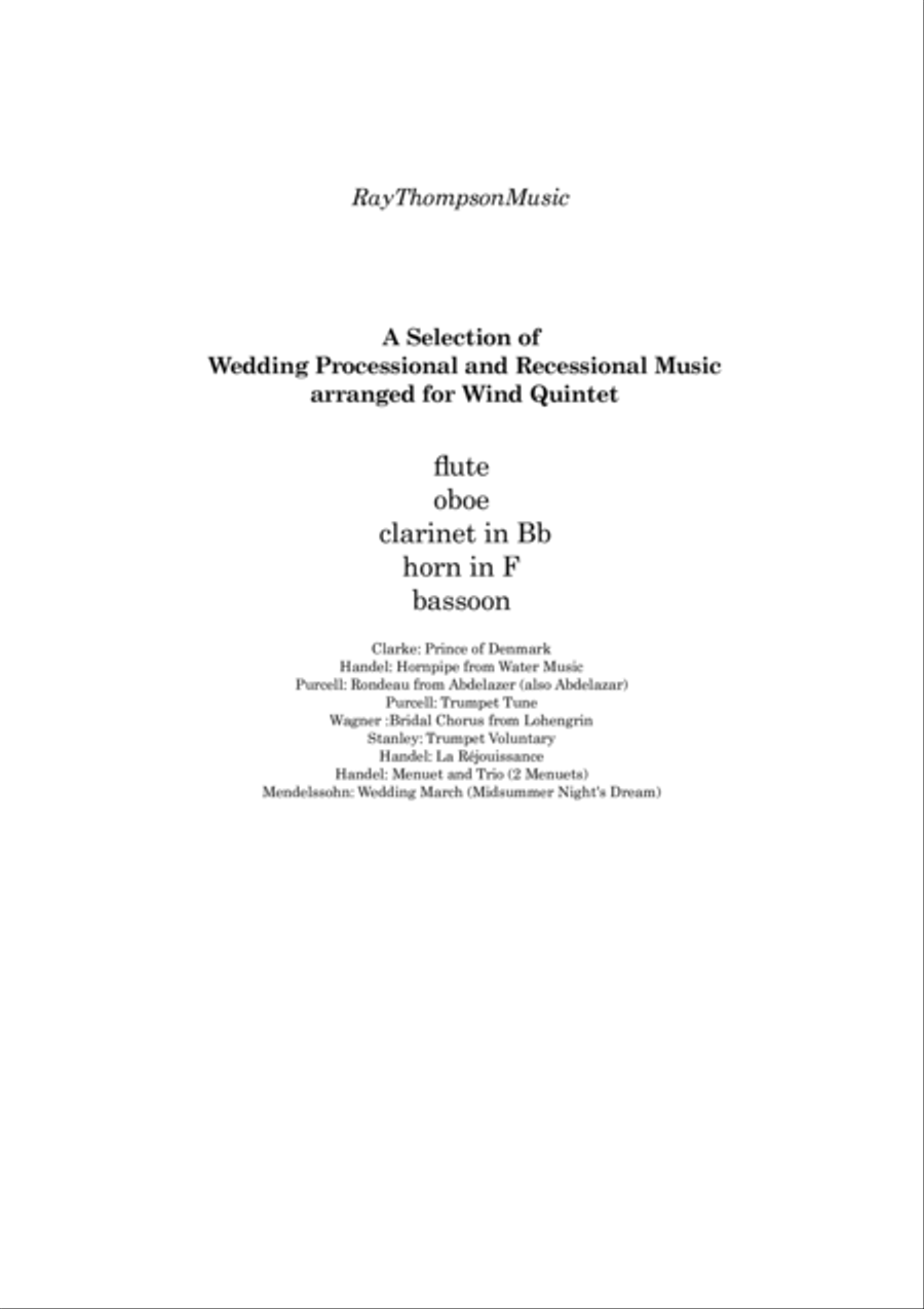 A Selection of Wedding Processional and Recessional Music - Wind Quintet Woodwind Quintet scores gallery preview page 2