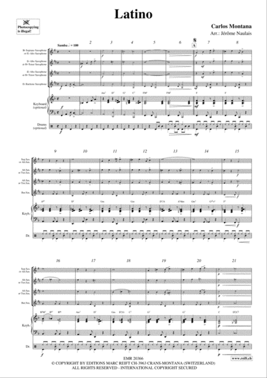 Latino Saxophone Quartet scores gallery preview page 3