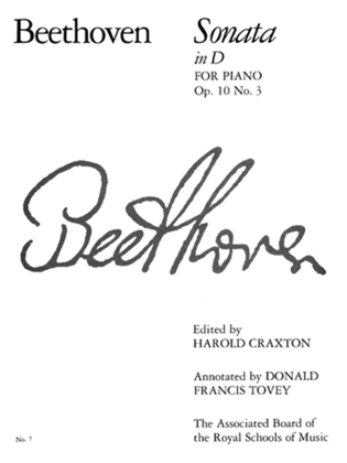 Book cover for Piano Sonata in D, Op. 10 No. 3